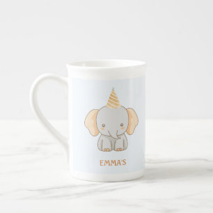 Caneca De Porcelana Nome de Elefante Fofo Personalizado para Crianças