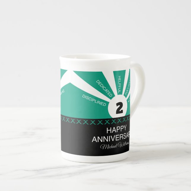 Caneca De Porcelana Nome e ano personalizados, Aniversário do funcioná (Frente Esquerda)