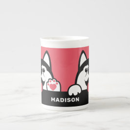 Caneca De Porcelana Nome e cor personalizados do Husky Siberiano