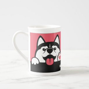 Caneca De Porcelana Nome e cor personalizados do Husky Siberiano