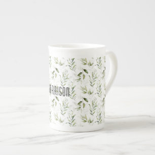 Caneca De Porcelana Nome    Masculino Aquarela Verde 10oz