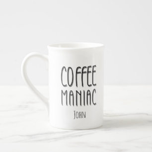Caneca De Porcelana Nome Personalizado Café Maniac - Engraçado