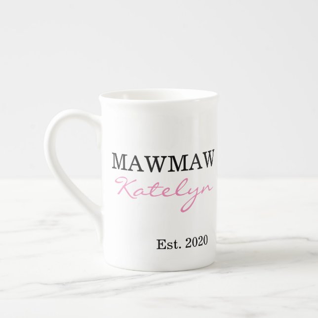 Caneca De Porcelana Nome Personalizado Cute Ano Mawmaw Estabelecido (Esquerda)
