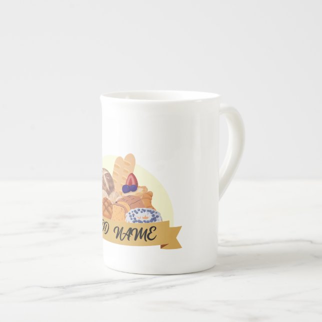 Caneca De Porcelana Nome personalizado da padaria de pão de sobremesa  (Frente Esquerda)