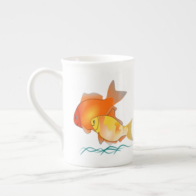 Caneca De Porcelana Nome Personalizado Personalizado Goldfish Coffee M (Esquerda)