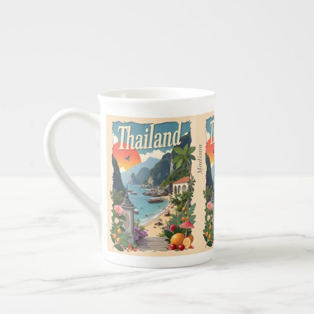 Caneca De Porcelana Nome Personalizado Tailândia (Esquerda)