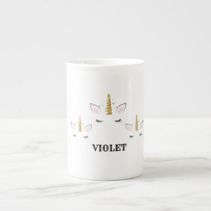 Caneca De Porcelana Nome Personalizado Unicórnio Desenho Brilho – Pers