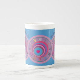 Caneca De Porcelana Nomes Blue Purple Heart Circles Roman Numerals