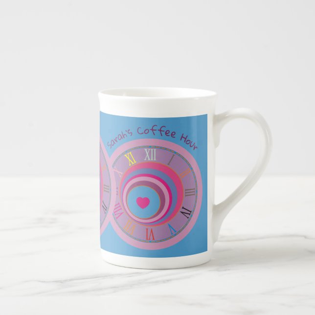 Caneca De Porcelana Nomes Blue Purple Heart Circles Roman Numerals (Direita)