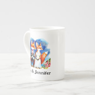 Caneca De Porcelana Nomes de Casal Fox Personalizados