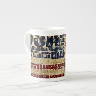 Caneca De Porcelana Nuvem de Palavras da Bandeira dos EUA Arte com Tod