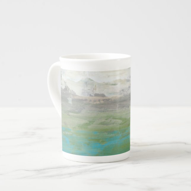Caneca De Porcelana Nuvens Brancas Superando Uma Linda Paisagem (Frente Esquerda)