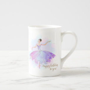 Caneca De Porcelana O aniversário à moda da bailarina deseja o