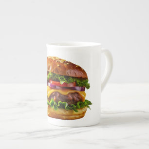 Caneca De Porcelana O hambúrguer empilhado de SlipperyJoe