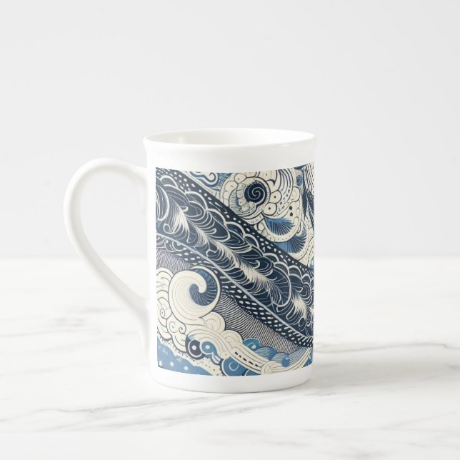 Caneca De Porcelana O Home Studio Indigo Bloom (Esquerda)