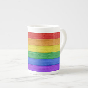 Caneca De Porcelana O orgulho de SlipperyJoe é a bandeira do arco-íris