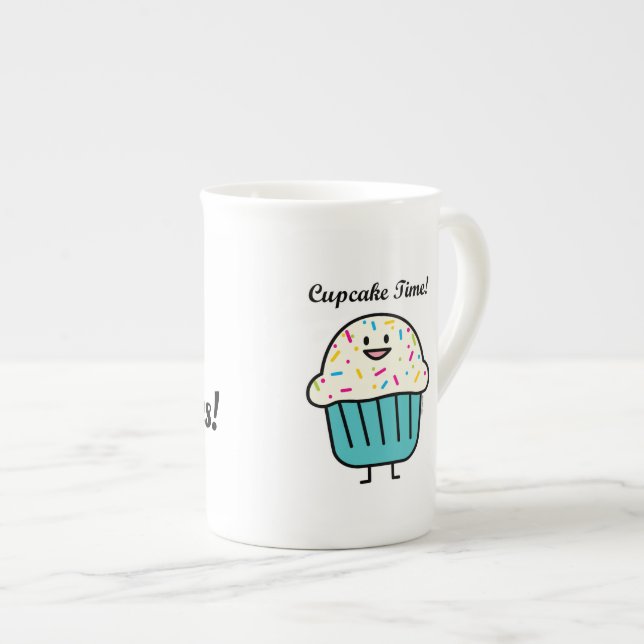 Caneca De Porcelana O tempo do cupcake com polvilha o fundente doce da (Frente Esquerda)