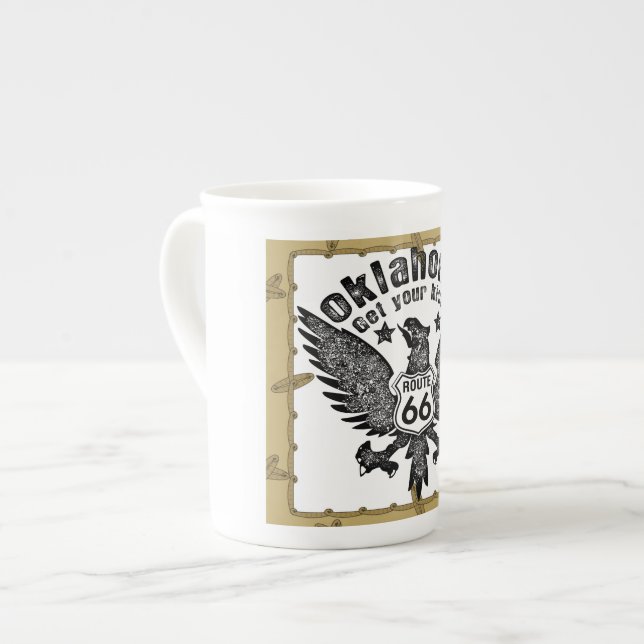 Caneca De Porcelana Oklahoma Get Your Kicks Route 66 (Frente Esquerda)