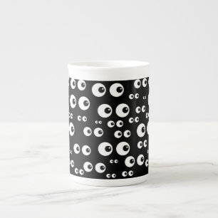 Caneca De Porcelana Olhos Brancos/Tampão de Fundo Especial Preto