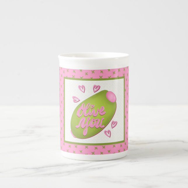 Caneca De Porcelana Olive Me Loves Olive You Funny Retro Love (Frente)
