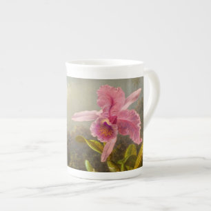 Caneca De Porcelana Orquídea com dois beija-flores
