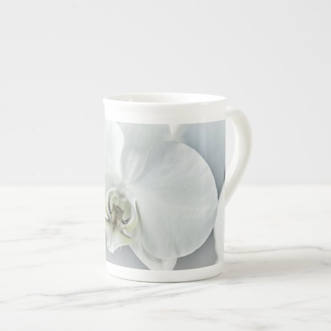 Caneca De Porcelana Orquídea de Phaleonopsis Branca (Frente Esquerda)