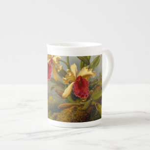 Caneca De Porcelana Orquídeas e Hummingbird