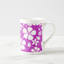 CANECA DE PORCELANA ÓSSEA COM PADRÃO DE HULA HAWAI