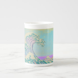 Caneca de Porcelana Óssea Pastel Grande Onda