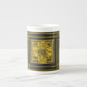 Caneca De Porcelana Ouro Quadrado