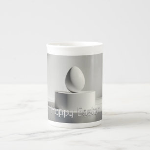 Caneca De Porcelana Ovo de Páscoa Minimalista em Pedestal Moderno