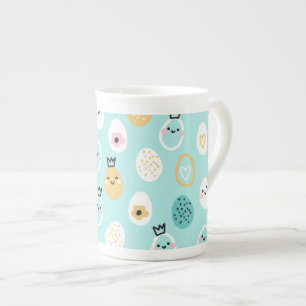 Caneca De Porcelana Ovos de Páscoa Lindos Padrão Kawaii Ovos Pastel