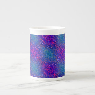 Caneca De Porcelana Padrão abstrato de damasco cósmico