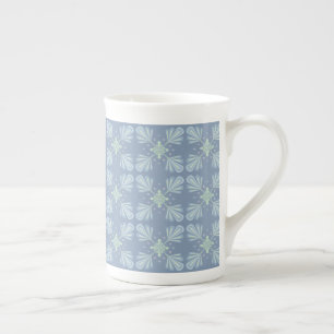 Caneca De Porcelana Padrão Abstrato Floral Azul