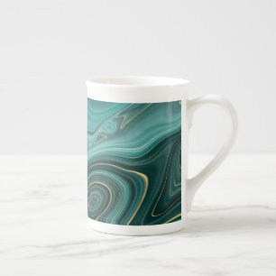 Caneca De Porcelana Padrão Abstrato Turquesa Luxo Glam