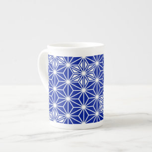 Caneca De Porcelana Padrão Asanoha japonês - azul de cobalto