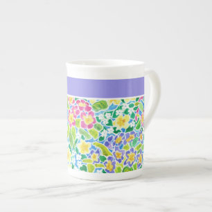 Caneca De Porcelana Padrão bonito rosa, azul, primatas amarelas