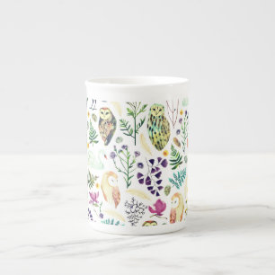 Caneca De Porcelana Padrão Botânico Inspirado na Natureza para Almofad