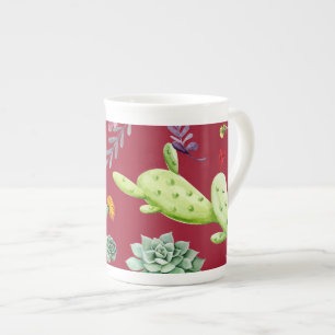 Caneca De Porcelana Padrão Cactus 4