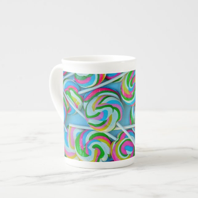 Caneca De Porcelana Padrão colorido dos lábios (Frente Esquerda)
