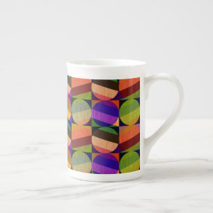 Caneca De Porcelana Padrão Colorido Inspirado em Vintage