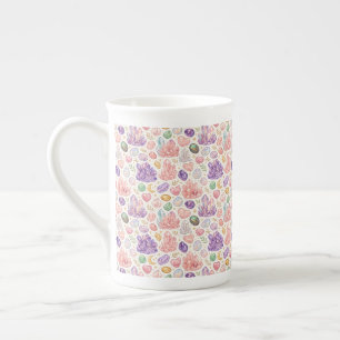 Caneca De Porcelana Padrão contínuo de pedras preciosas femininas