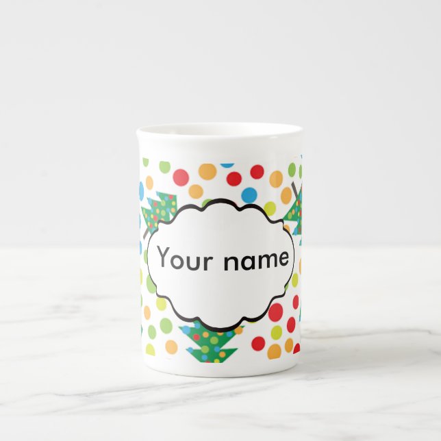 Caneca De Porcelana Padrão das árvores de Natal (Frente)