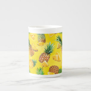 Caneca De Porcelana Padrão de Abacaxi 7