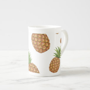 Caneca De Porcelana Padrão de abacaxi aquarela 1