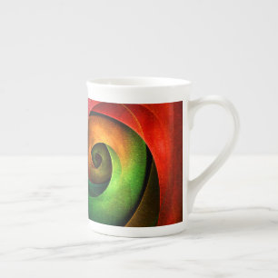 Caneca De Porcelana Padrão de Abstrato de Arte Vermelha Verde Floral M