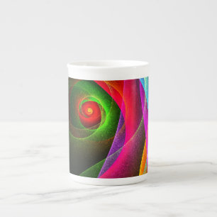 Caneca De Porcelana Padrão de Abstrato de Arte Vermelho Verde Laranja 