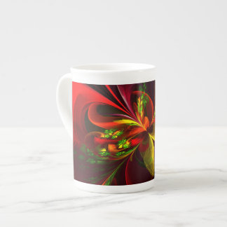 Caneca De Porcelana Padrão de Abstrato Floral Verde Moderno #05