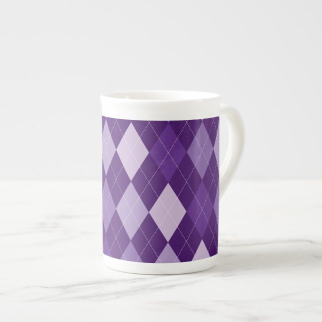 Caneca De Porcelana Padrão de argila roxo (Frente Esquerda)