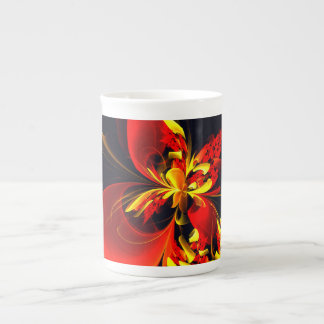 Caneca De Porcelana Padrão de Arte Abstrata Floral Amarelo Vermelho Mo